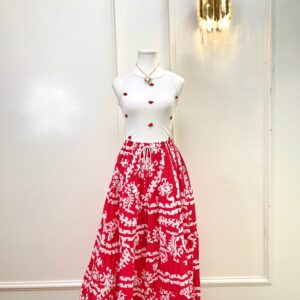 Red Cotton Skirt (Thrifted)