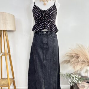 Front Slit Black Skirt (Thrifted)