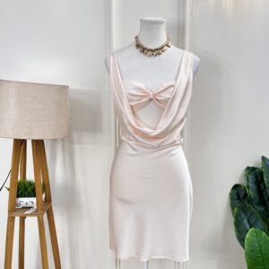 Latte Cream Satin Bow Dress