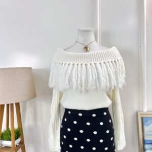 Offshoulder Fringe Pullover
