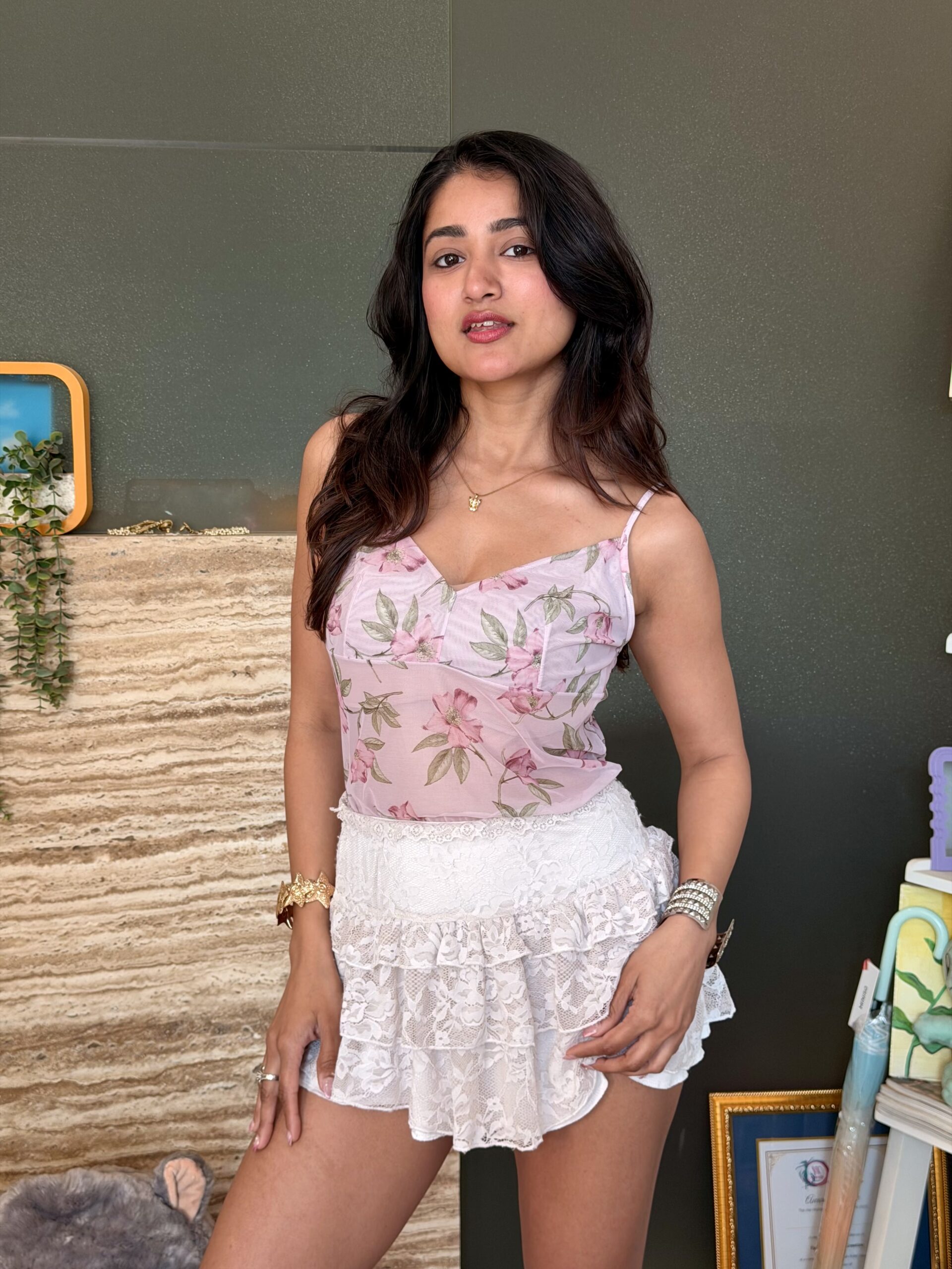 Floral Mesh Top
