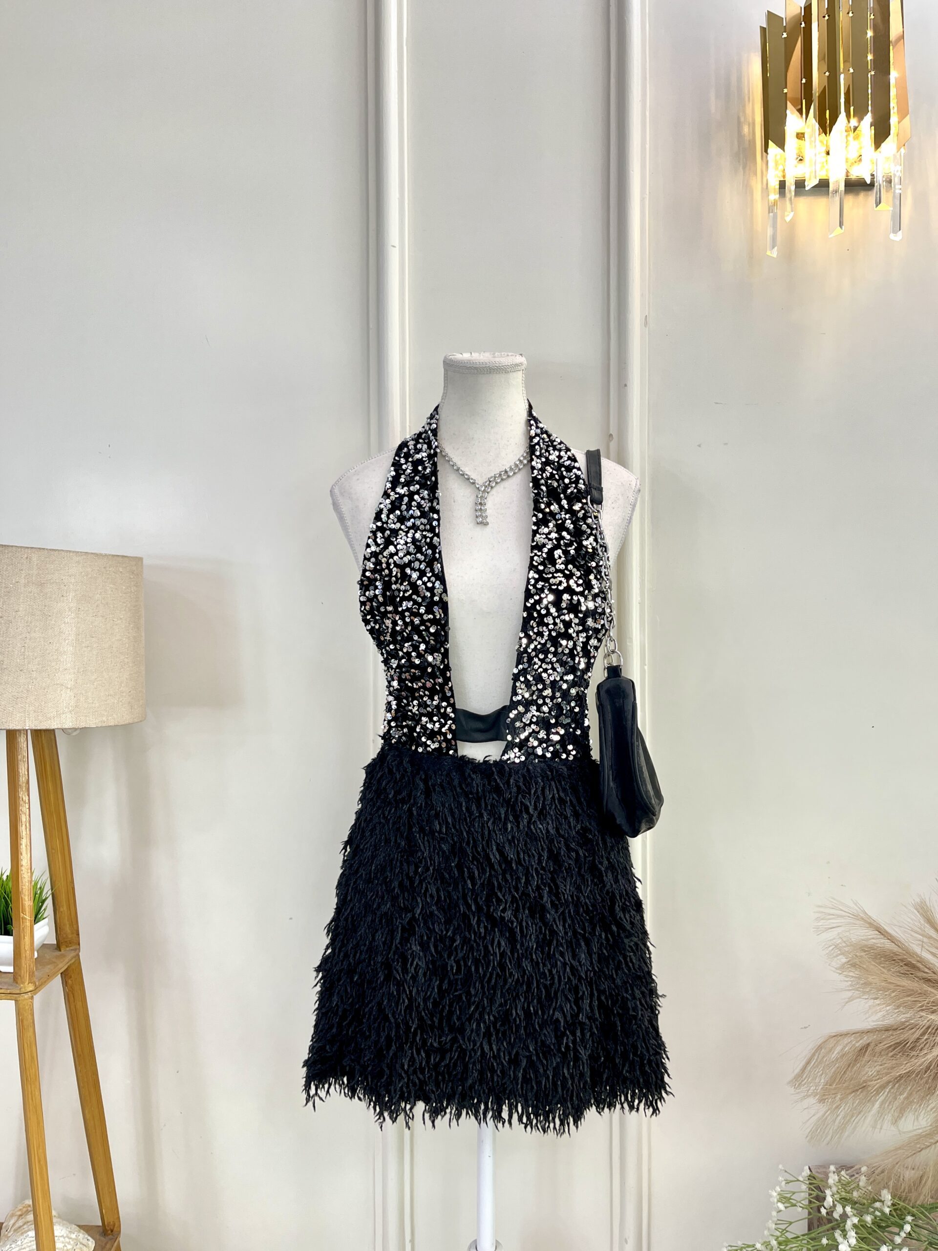 Black Cocktail Mini Dress