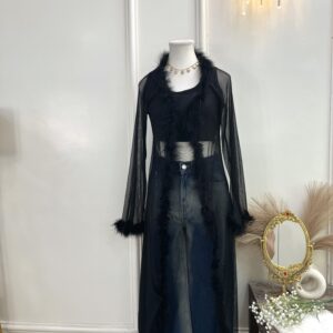 Black Furr Mesh Shrug