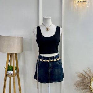 Double Pocket Denim Skirt
