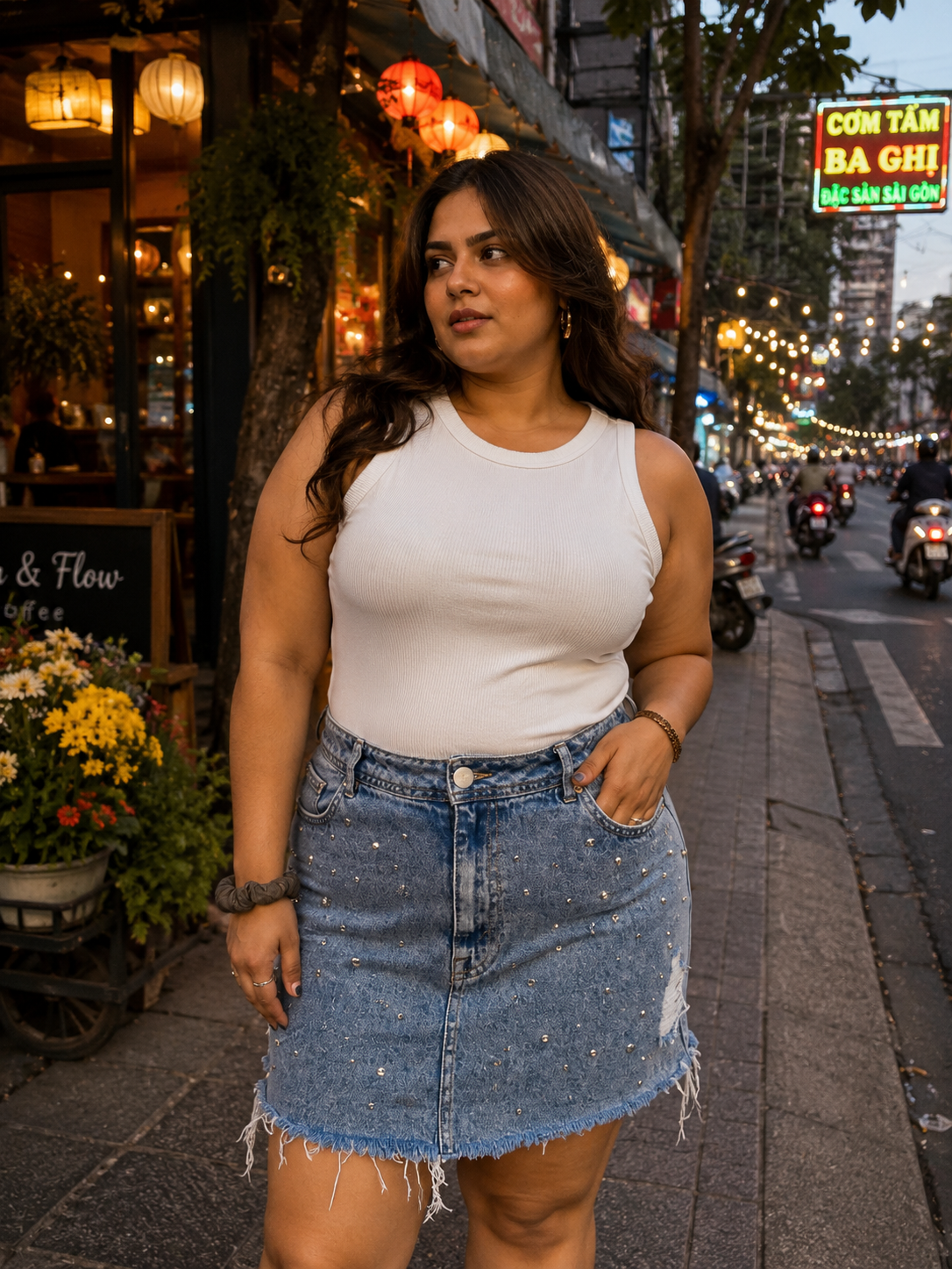 Rhinestone Denim Skirt