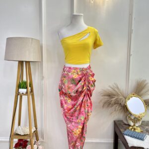 Floral Satin Tulip Skirt