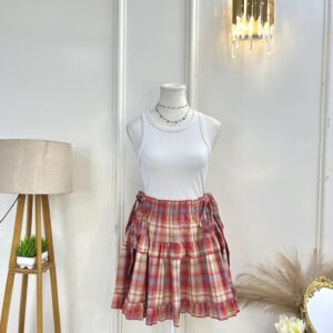 Checkered Flared Skirt