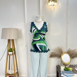 Y2k Satin Print Top