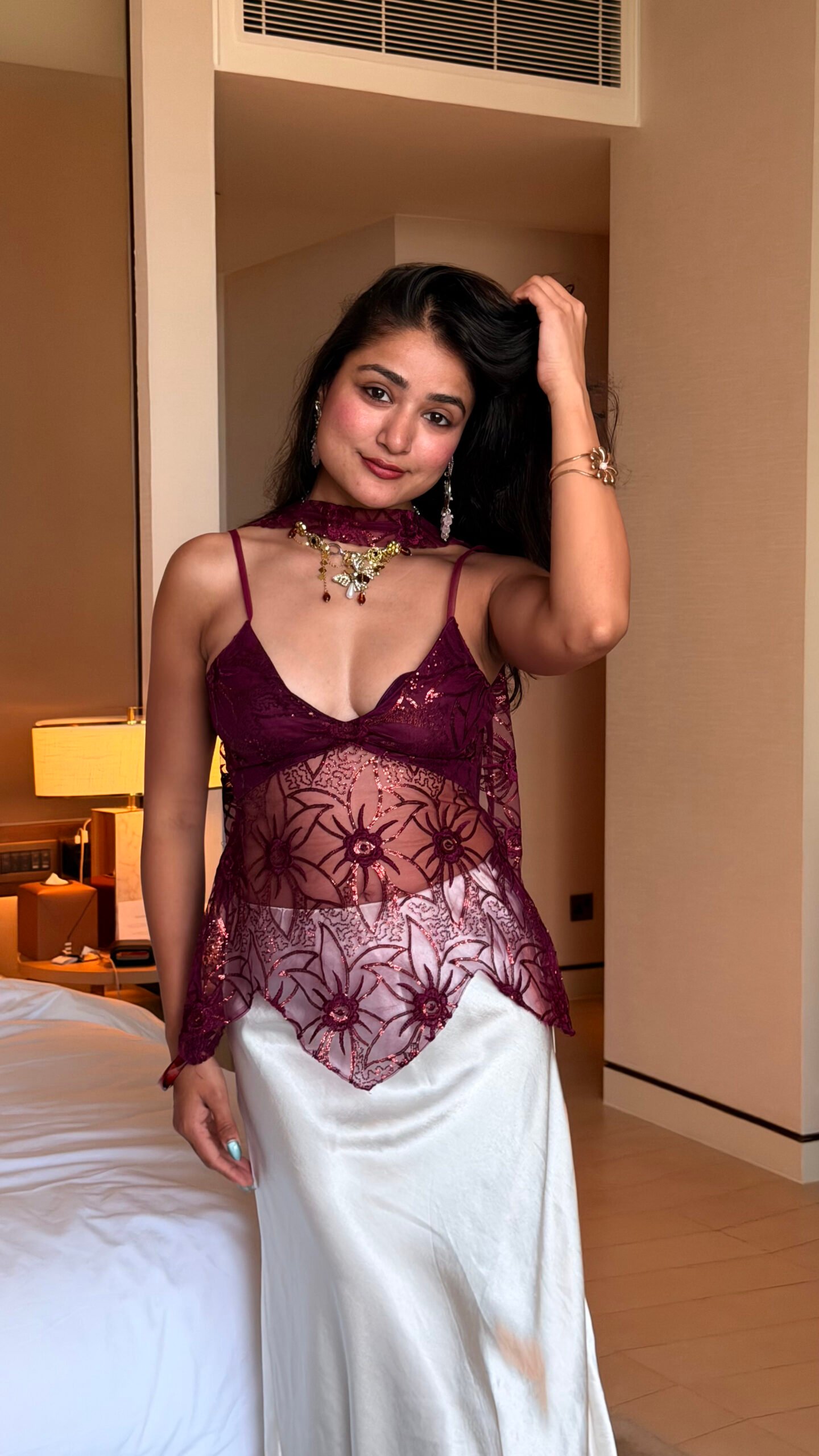 Burgundy Lace Floral Top