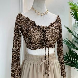 Leopard Print Mesh Top